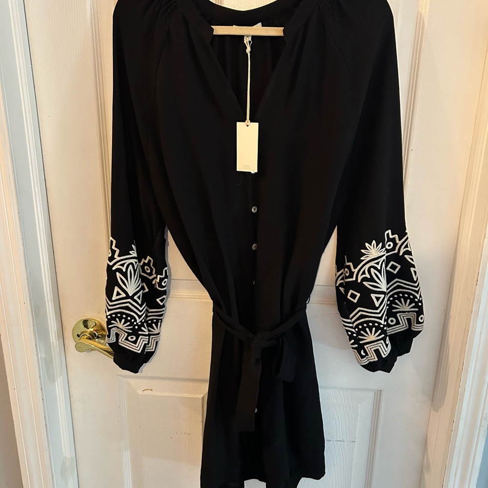 Z Supply Black Long Sleeve Bishop Dress